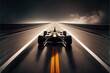 Asphalt of the international race track with a race car at the start. Racer on a racing car passes the track. Generative AI