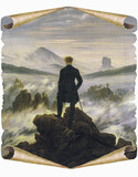 Fototapeta Zachód słońca - Wanderer über dem Nebelmeer um 1817, Caspar David Friedrich