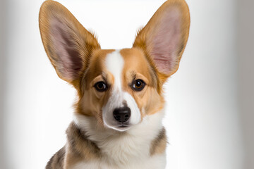 Canvas Print - a young corgi with large ears. Generative AI