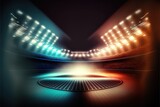 Fototapeta Pokój dzieciecy - light sport arena. Image of stadium and neoned colorful flashlights background. Concept of sport, competition, winning, action and motion. Generative AI