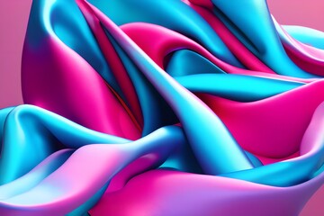 silk cloth, smooth colorful fabric wrapping up around itself modern background. pink, yellow, blue c