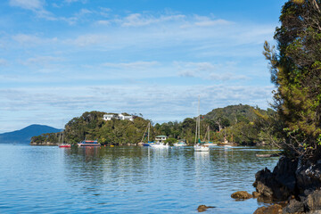 Sticker - View from Oban and Halfmoon Bay at Stewart Island, New Zealand