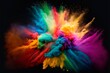 © Kanisorn - Abstract fantasy colorful pigment background. Explosion powder rainbow colors on black background.