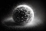 Fototapeta Kosmos - With a dark background and white sphere particles. Abstract White Particles Background Dust flying in the air on a dark backdrop. Generative AI