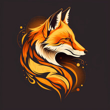 Fox Animal, Digital Art Style, Illustration Painting