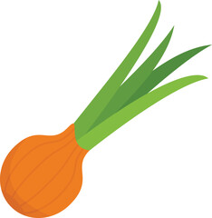 Poster - Chive vegetable icon flat vector. Chinese herb. Leek onion isolated