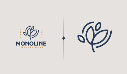 Leaf Plant Flower Monoline. Universal creative premium symbol. Vector sign icon logo template. Vector illustration