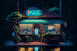 Leinwandbild Motiv coffee shop, pixel art, anime aesthetic