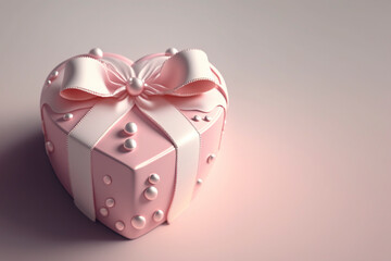 Sticker - small heart shaped pink gift box 