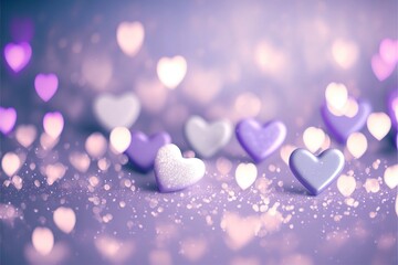 Poster - Cute hearts Violet, Valentine's Day, bokeh lights Micro hearts.	