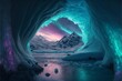 Ice cave glows blue