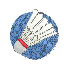 Wall Mural - continuous one line drawing shuttlecock badminton. sports equipment, competitions, hobbies. swirl cu