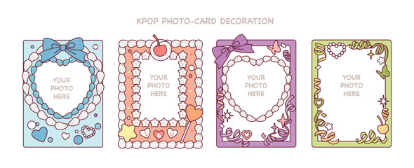 Wall Mural - A cutely decorated photo card frame. A template for your photo.