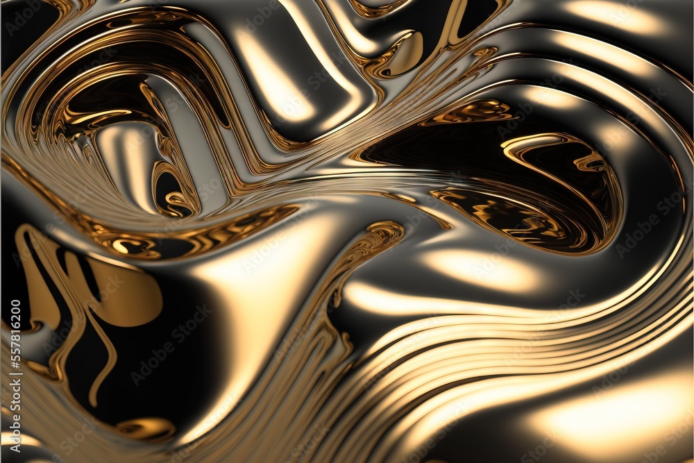 an abstract gold and black background with wavy lines and curves in the ...