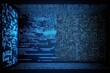 © Oleg - a dark room with blue lights and a wall of numbers in the middle of the room. Generative AI