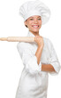 © Maridav - Baker woman smiling proud with baking rolling pin. Chef or baker in uniform hat smiling happy portrait isolated on white background. Multiracial Caucasian Asian woman baker. PNG, transparent isolated