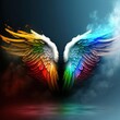   a colorful bird is flying through the air with its wings spread out and wings spread out. Generative AI