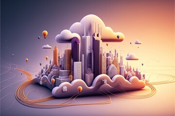 Digital illustration about technology and architecture.
