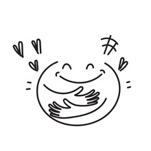 Hand Drawn Doodle Smile And Hug Character Illustration Vector