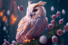 A Painting Of An Owl Sitting On A Branch