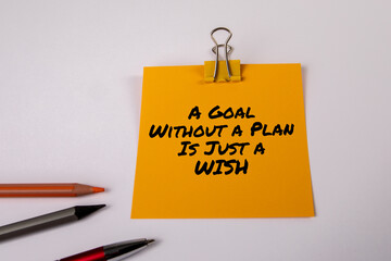 Wall Mural - A Goal Without a Plan Is Just a Wish. Text on a piece of paper