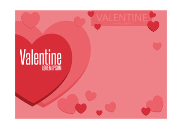 Happy Valentines day banner postcard vintage lettering background design elements cut paper heart style, flat vector modern illustration