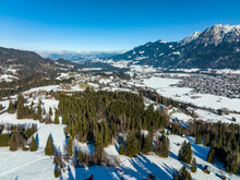 Germany, Bavaria, Oberstdorf, Aerial View Of Allgau Alps In Winter