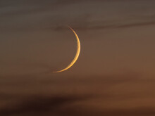 View Of Crescent Moon At Dusk