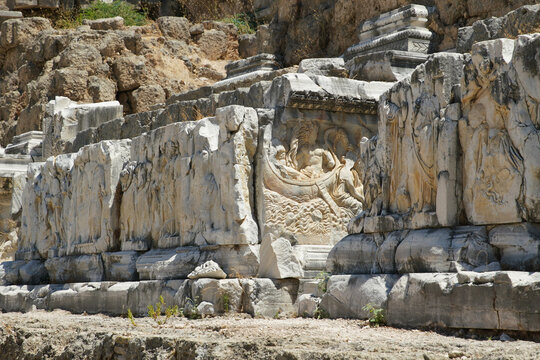 Relief in Theatre of Perge Ancient City in Antalya, Turkiye