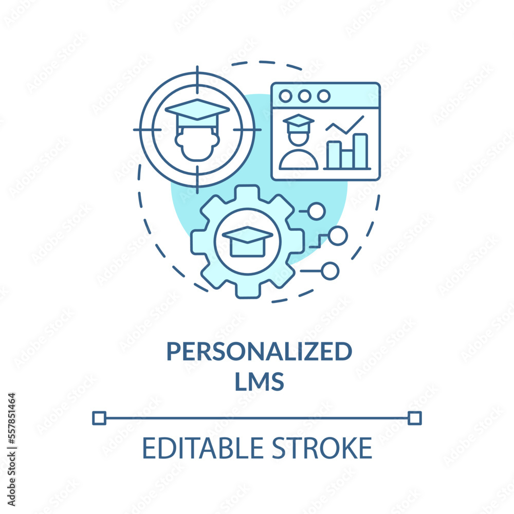 Personalized LMS blue concept icon. Customize settings. Learning ...