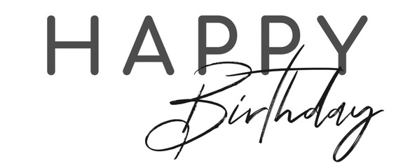 Wall Mural - Happy birthday handwritten text lettering on white background.	
