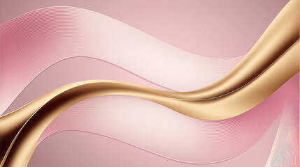 Wall Mural - abstract luxury golden lines on pastel pink background, ideal for modern banner template design, generative ai