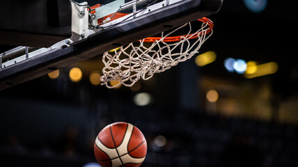 Wall Mural - basketball game ball in hoop