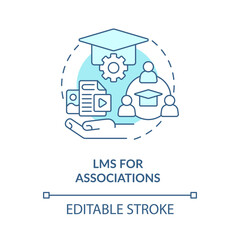 Wall Mural - learning management system for associations blue concept icon. lms deployment option abstract idea t