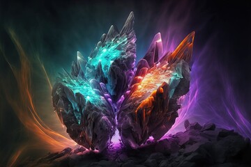 Wall Mural - Glowing crystal in the cave. Generative AI