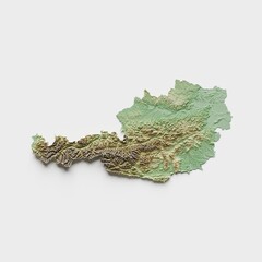 Wall Mural - Austria Topographic Relief Map  - 3D Render