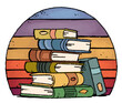 Illustration of colored books together in a stack