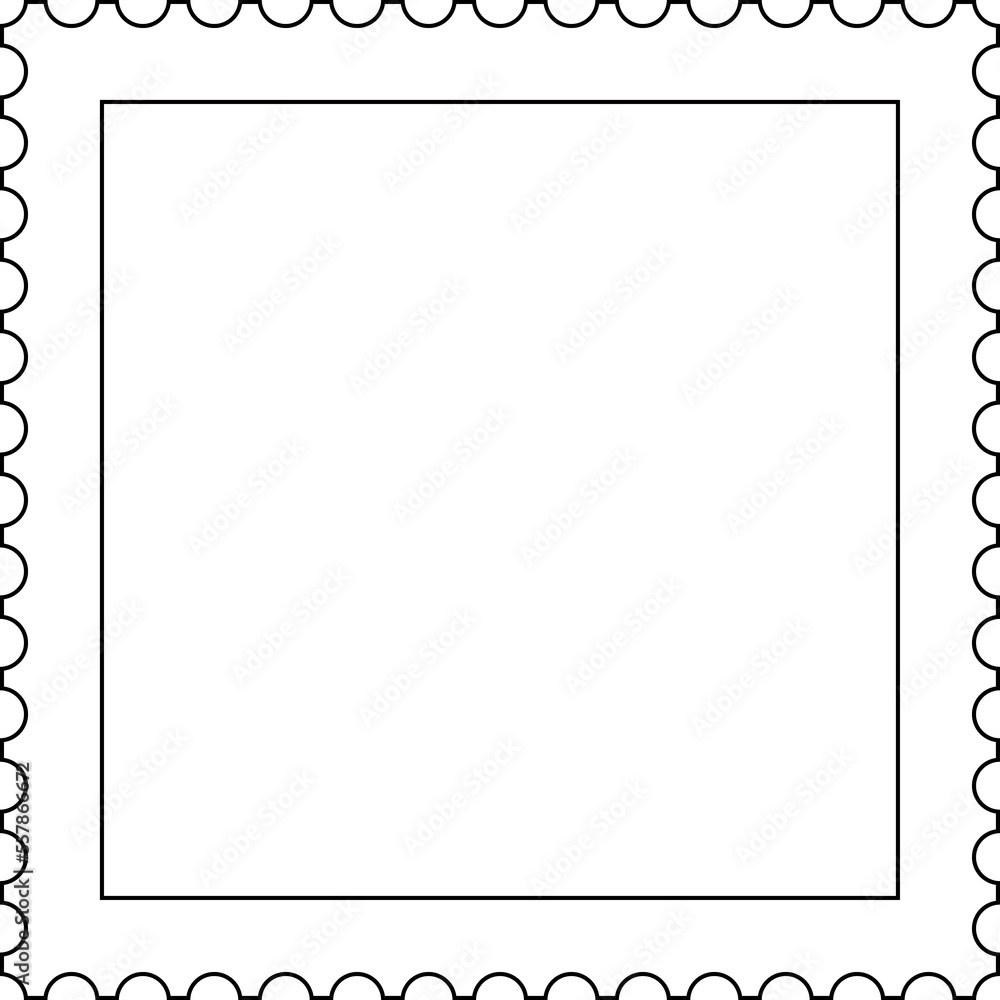 white with black outline stroke square blank postage stamp isolated on ...