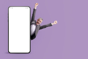 Wall Mural - Successful businessman and blank smartphone