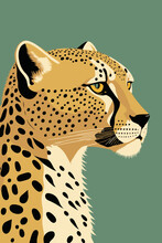 Cheetah Wild Animal Flat Vector Illustration Background Matisse Poster
