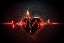 Background With A Heart With The Heartbeat Monitor Line