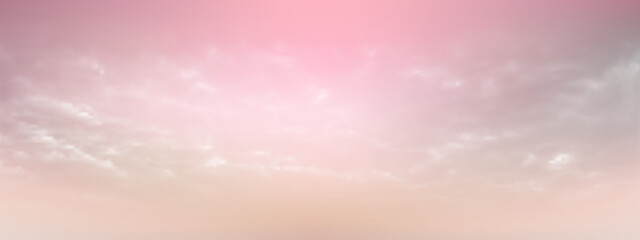 Wall Mural - Sweet sky and white soft clouds floated in the sky on a clear day. Beautiful air and sunlight with beige cloud scape colorful. Sunset sky for background. Pink to Beige sky vector illustration.