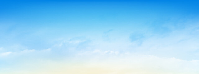 Wall Mural - Blue sky and white soft clouds floated in the sky on a clear day. Beautiful air and sunlight with cloud scape colorful. Sunset sky for background.