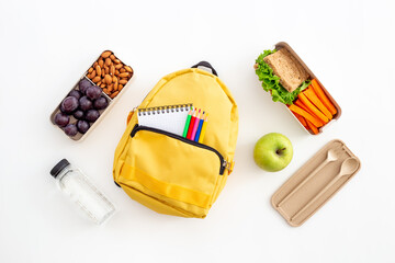 Wall Mural - Luch box with sandwiches and bamboo cutlery