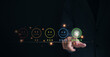 © Supatman - Customer review satisfaction feedback survey concept. Businessman pressing smiley face emoticon on virtual touch screen. quality review, best rating positive, poll or questionnaire for user experience