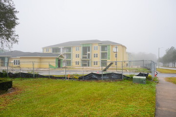 Poster - The winter fog landscape of Tampa Palms area in Florida