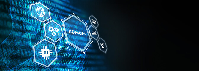 DevOps Methodology Development Operations agil programming technology concept. 3d illustration