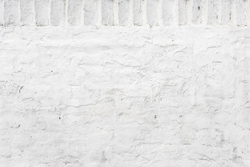 Wall Mural - Old plaster wall painted in white with brick pattern as background