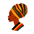 Black History Month illustration.  African woman in traditional headdress. African American History art.