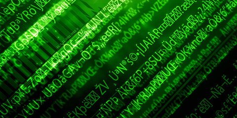 2d illustration abstract digital binary data on computer screen